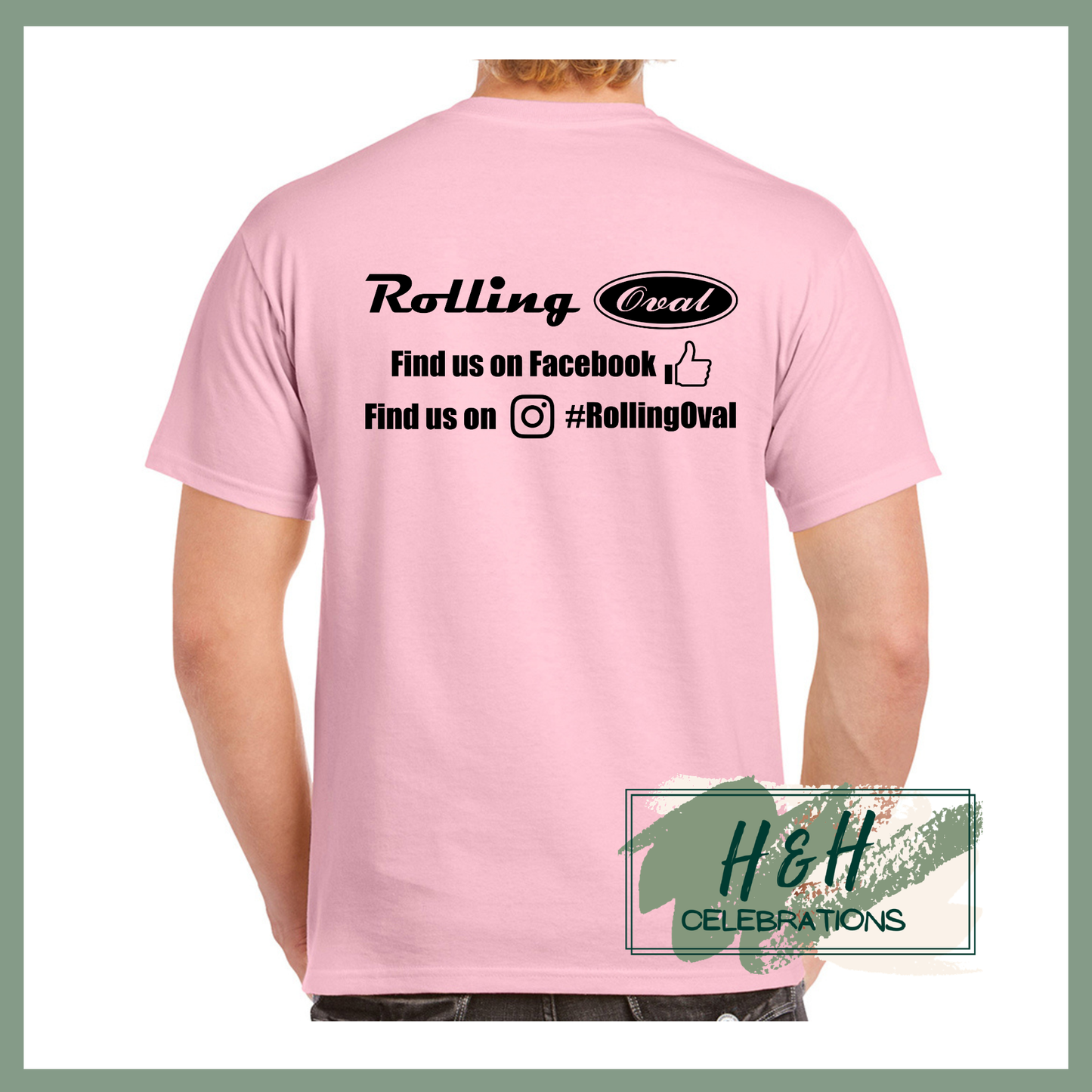 Rolling Oval T-Shirt For Adults - Light Pink