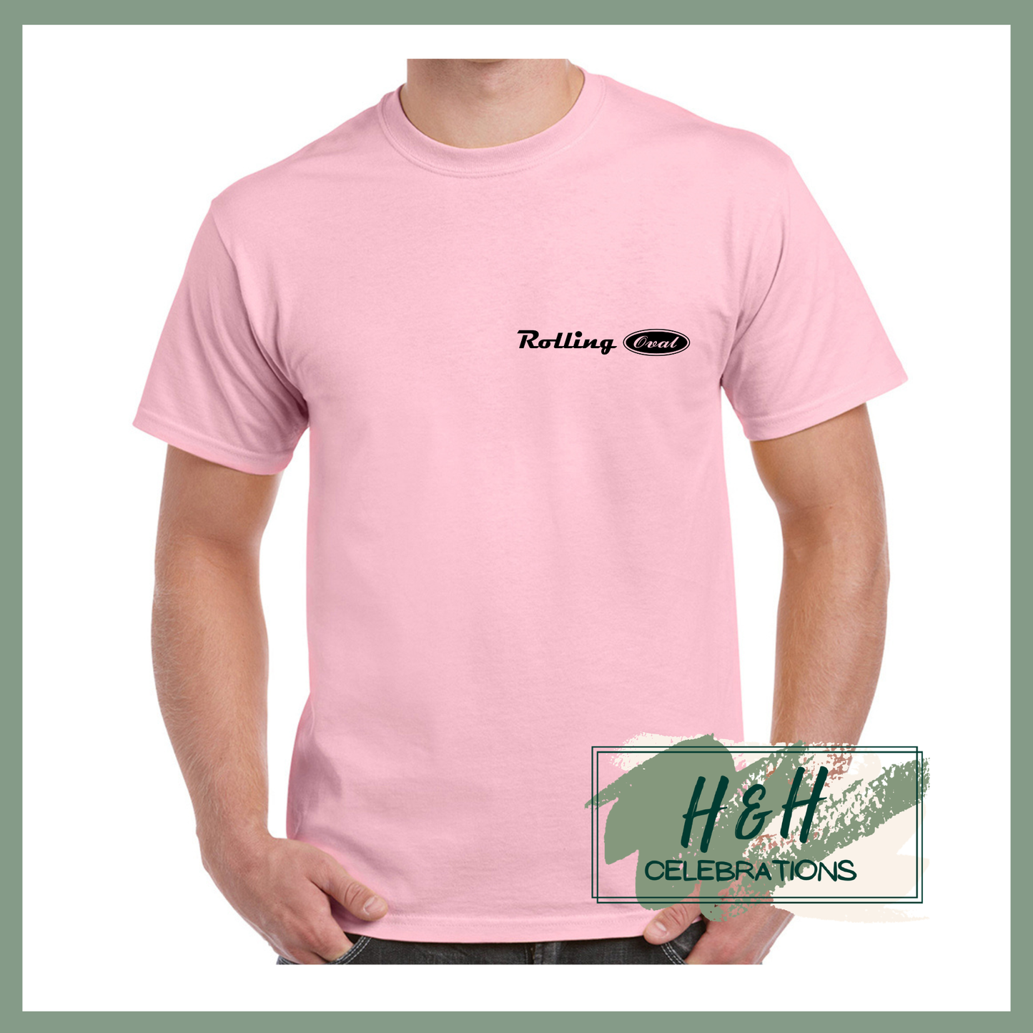 Rolling Oval T-Shirt For Adults - Light Pink