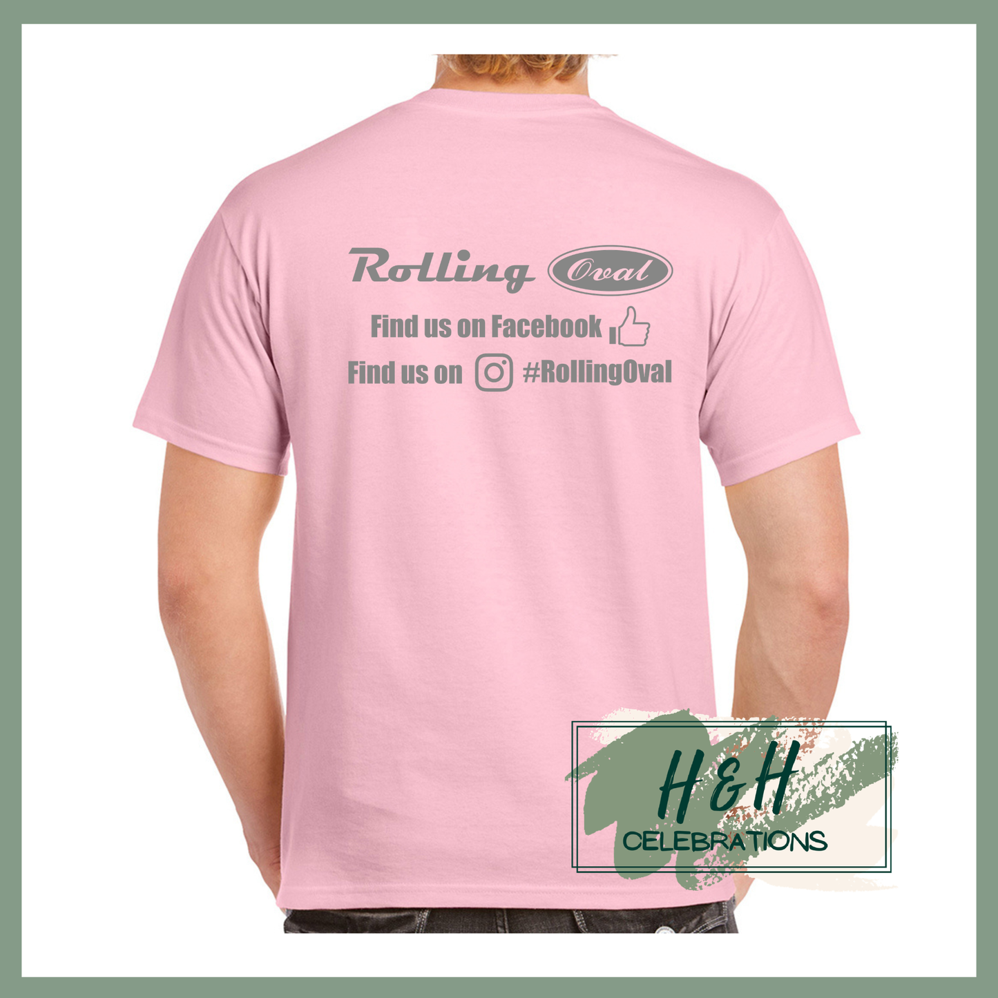 Rolling Oval T-Shirt For Adults - Light Pink