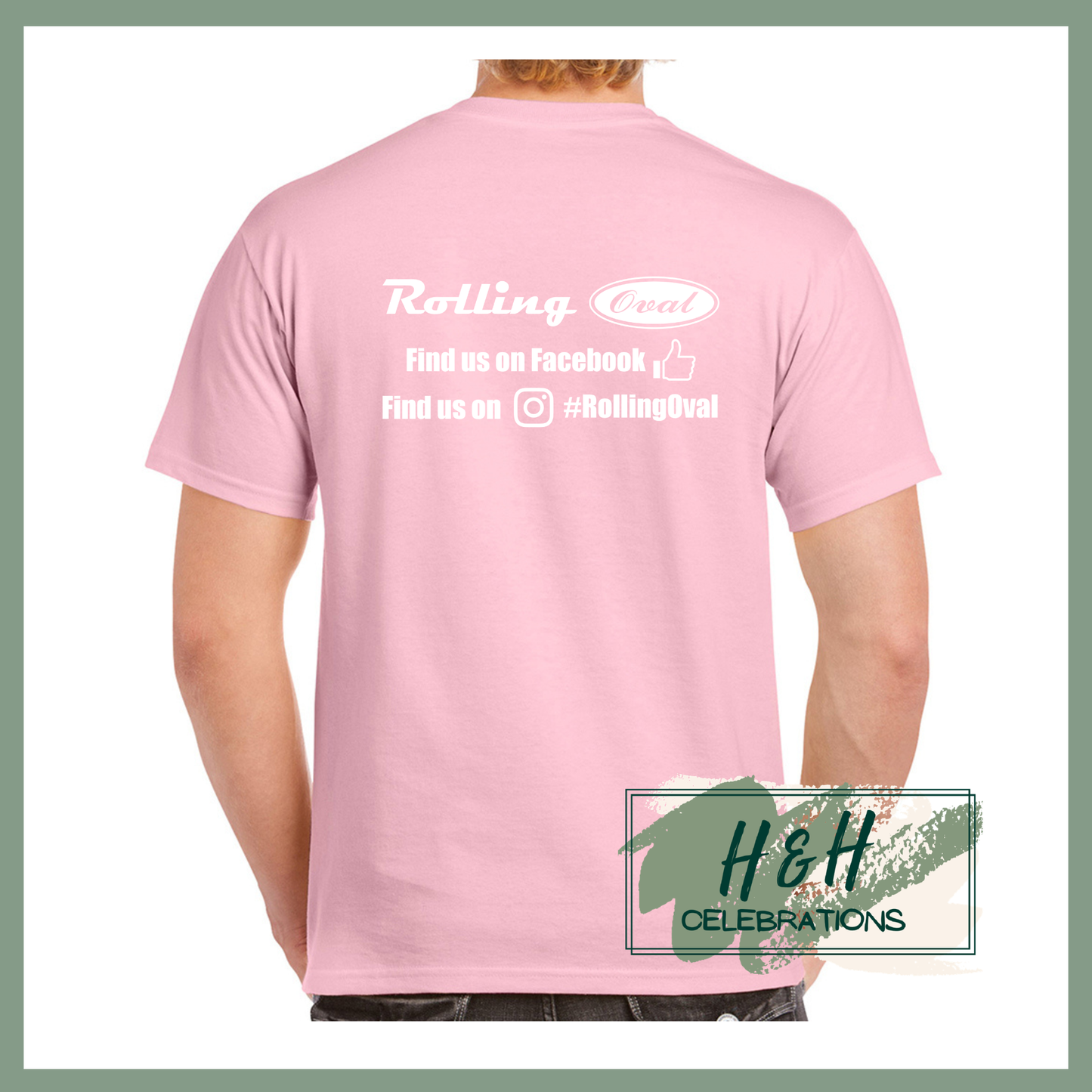 Rolling Oval T-Shirt For Adults - Light Pink