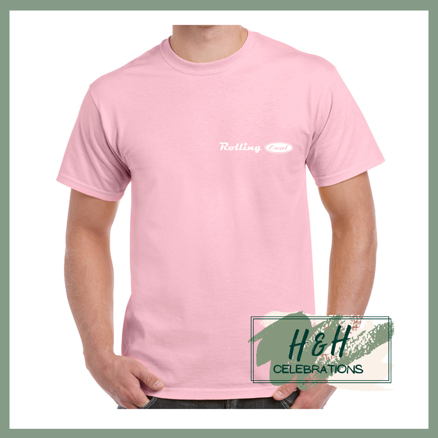 Rolling Oval T-Shirt For Adults - Light Pink