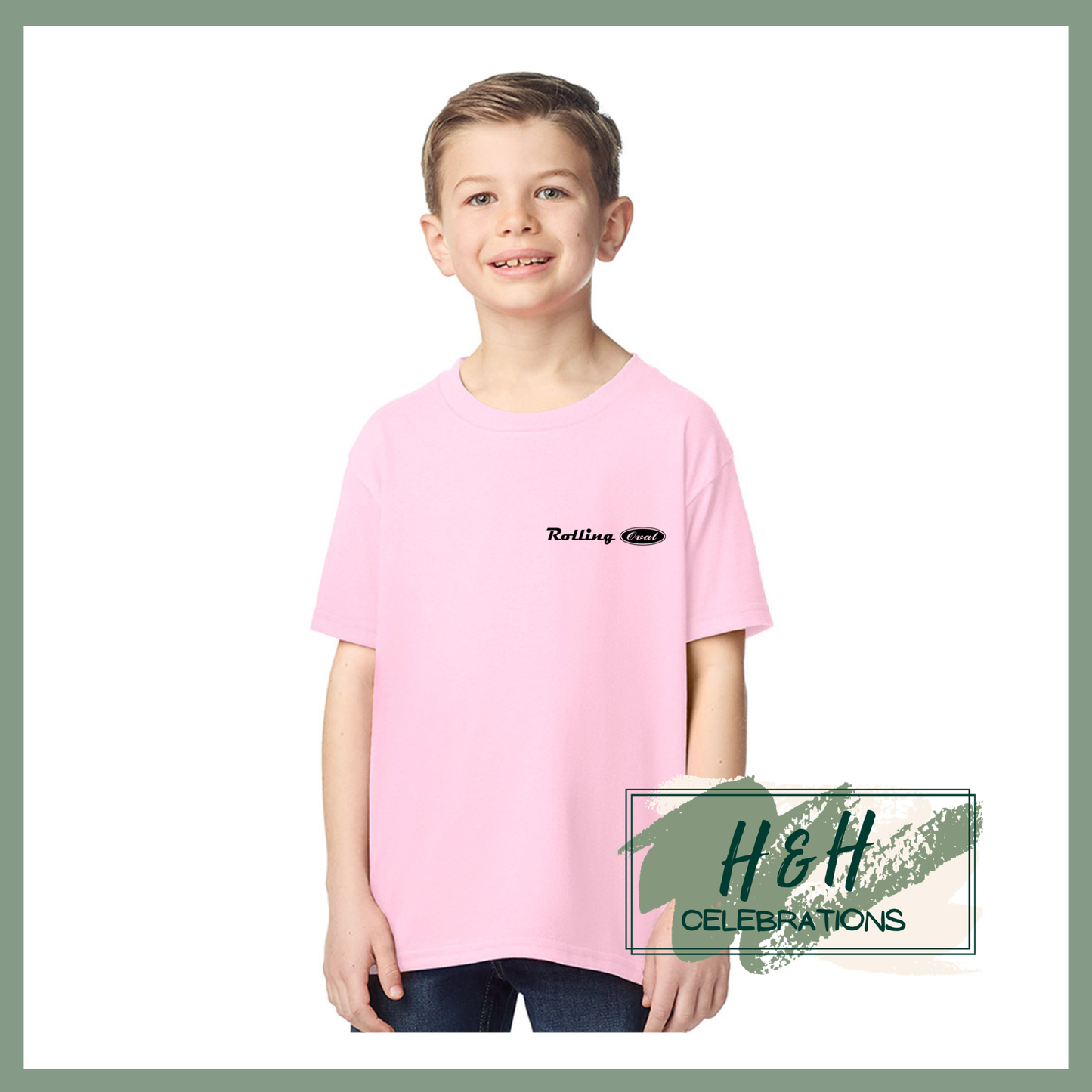Rolling Oval T-Shirt For Kids - Light Pink