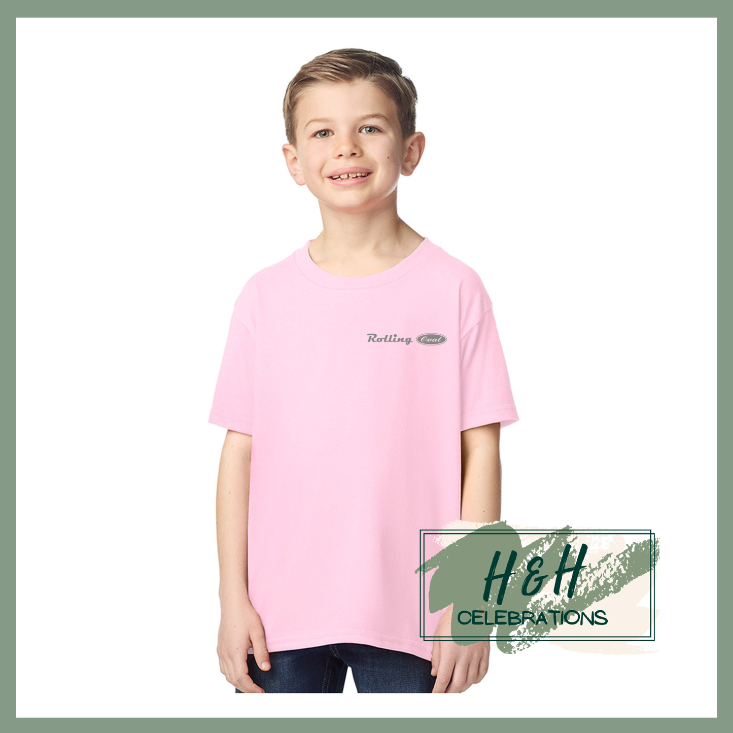 Rolling Oval T-Shirt For Kids - Light Pink