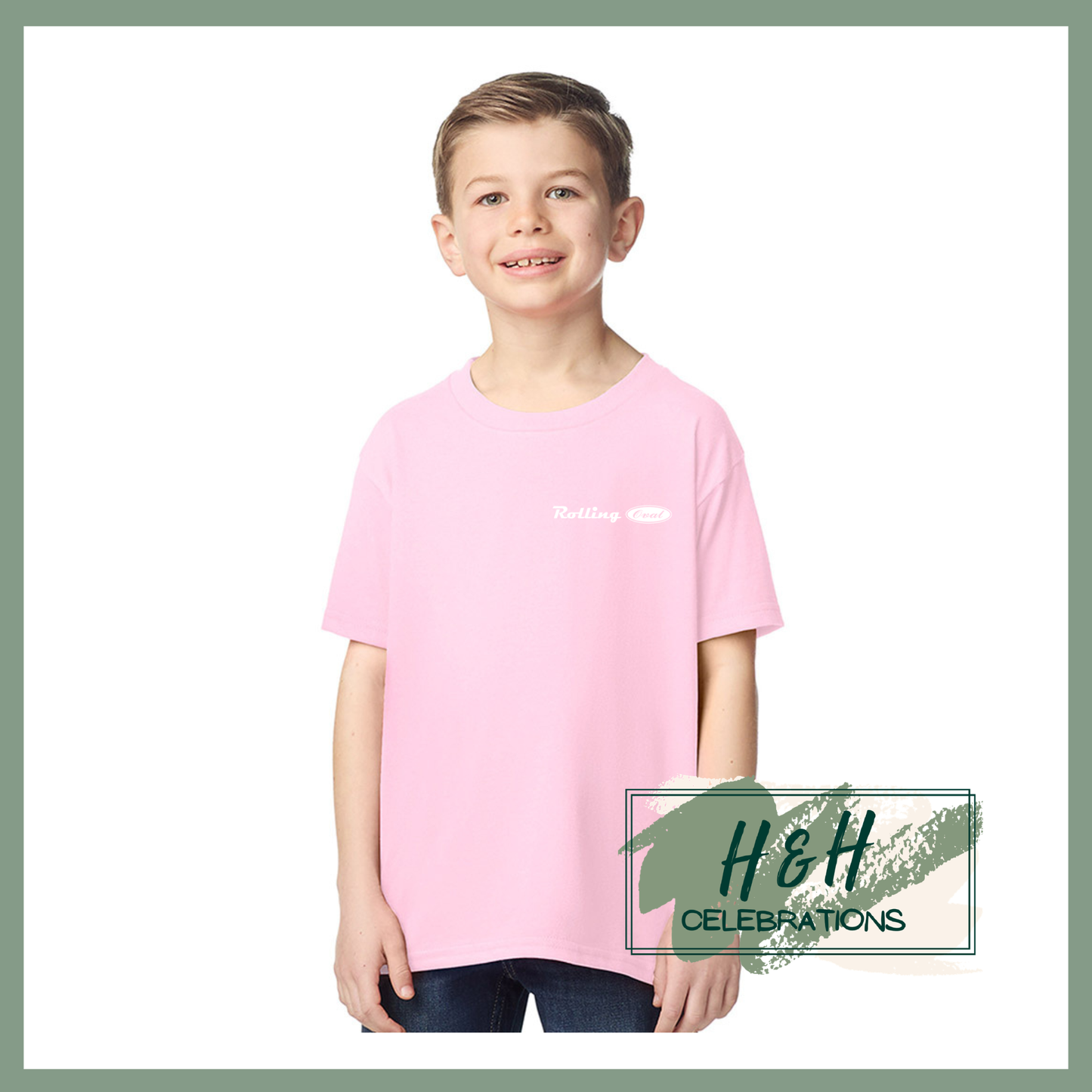 Rolling Oval T-Shirt For Kids - Light Pink