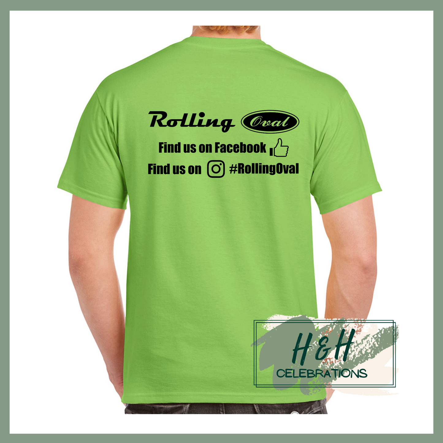 Rolling Oval T-Shirt For Adults - Lime Green