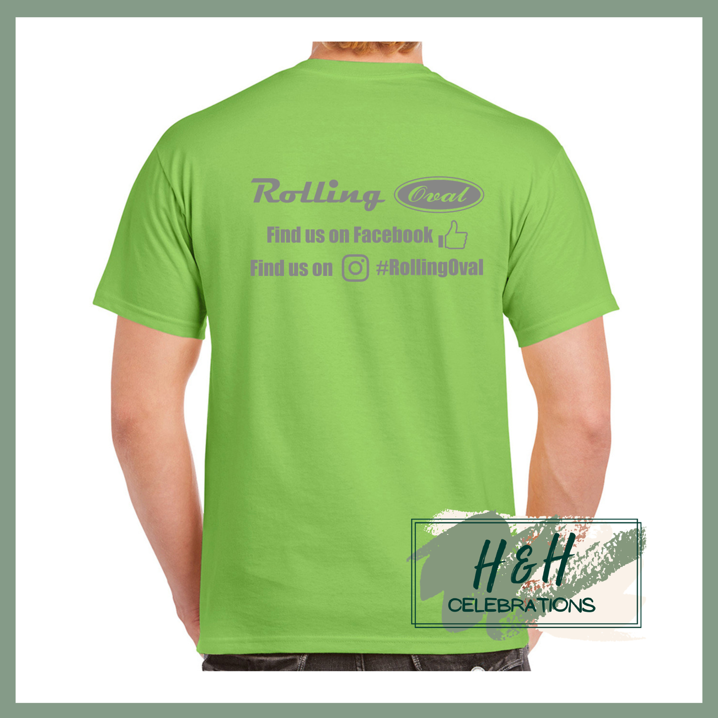 Rolling Oval T-Shirt For Adults - Lime Green