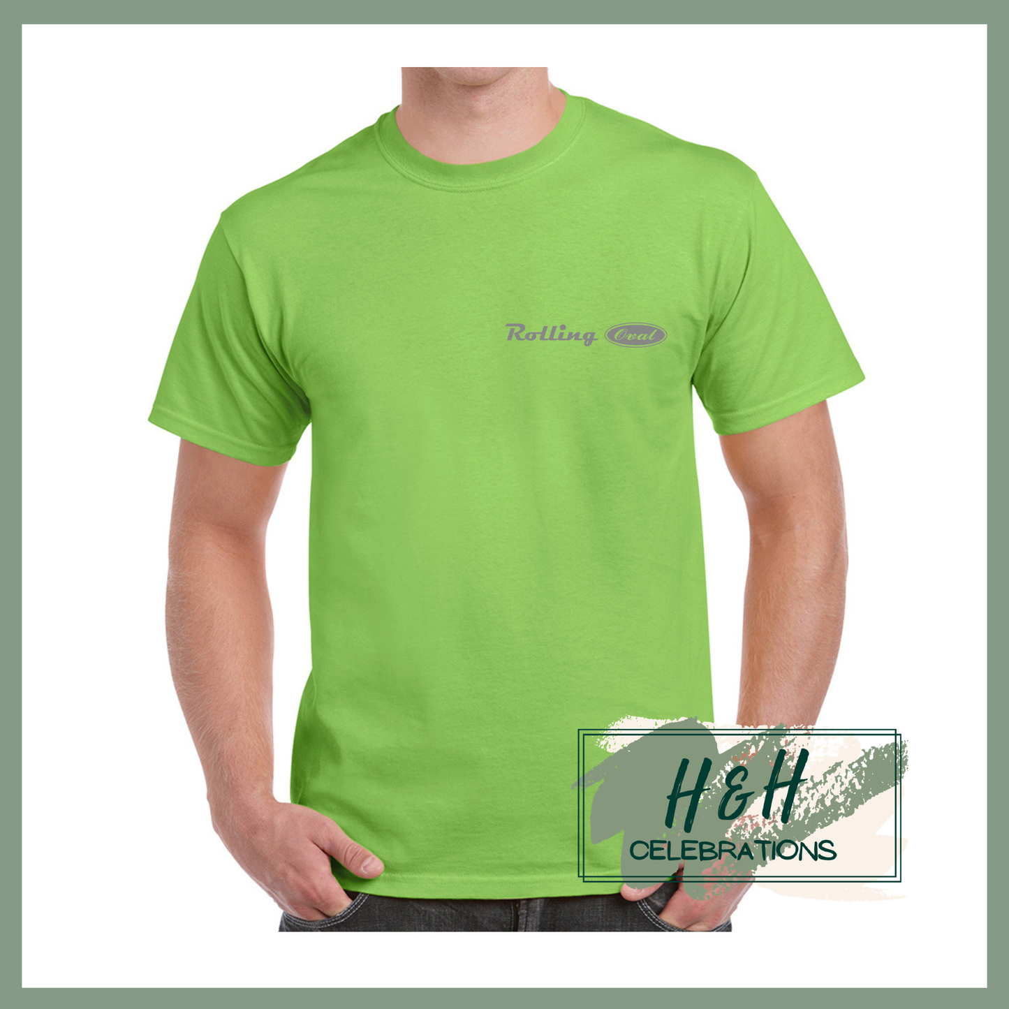 Rolling Oval T-Shirt For Adults - Lime Green