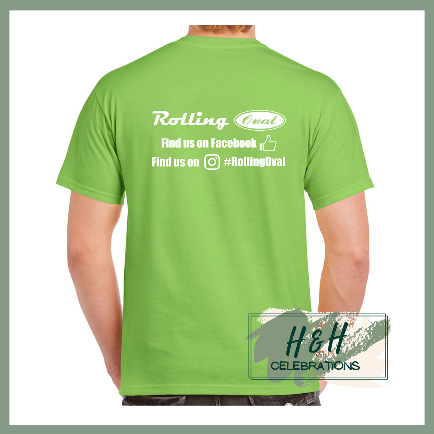 Rolling Oval T-Shirt For Adults - Lime Green