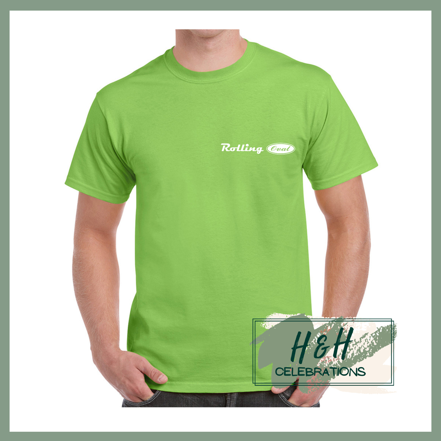Rolling Oval T-Shirt For Adults - Lime Green