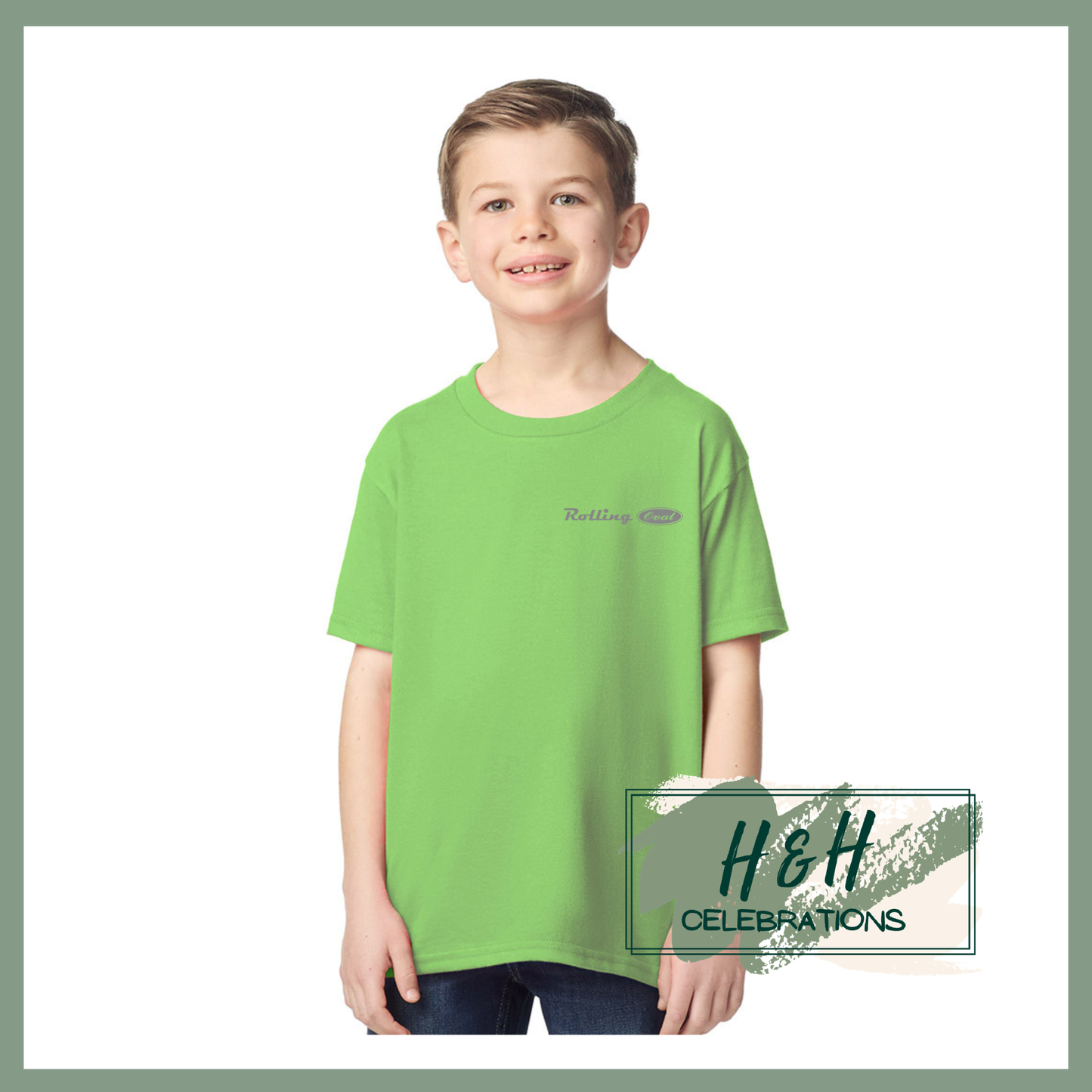Rolling Oval T-Shirt For Kids - Lime Green