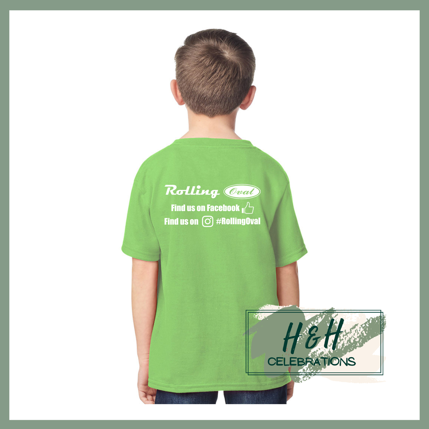 Rolling Oval T-Shirt For Kids - Lime Green