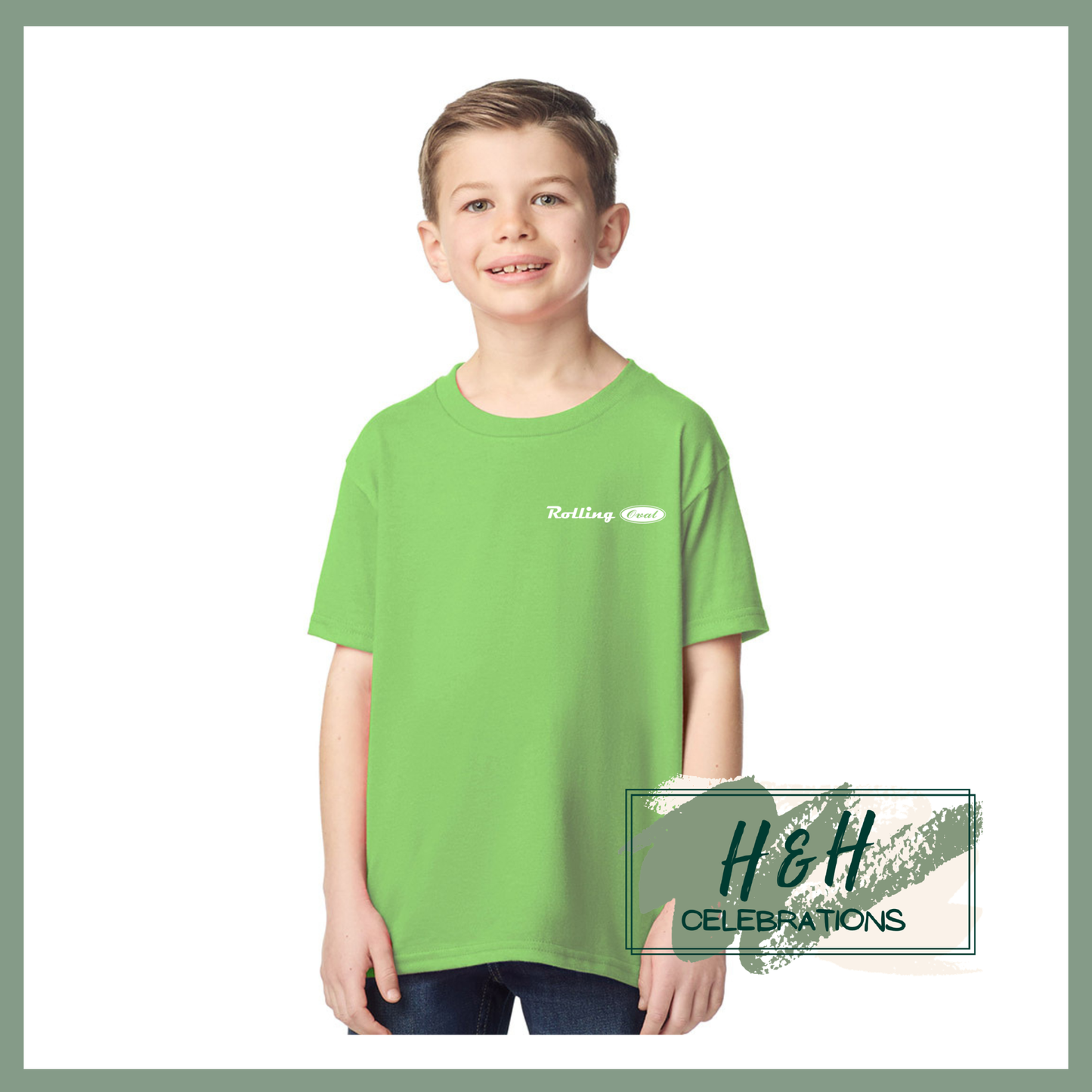 Rolling Oval T-Shirt For Kids - Lime Green
