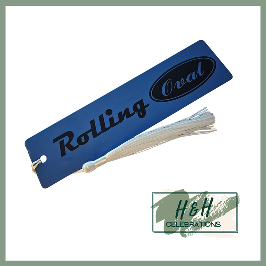 Rolling Oval Aluminium Bookmark - Dark Blue