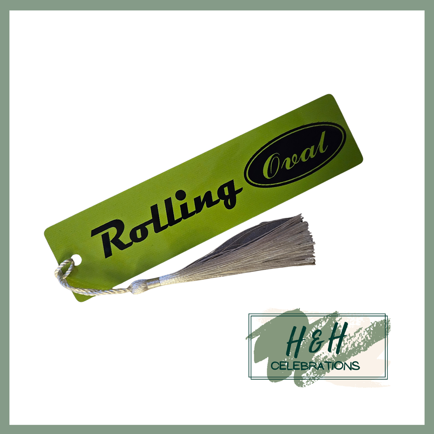 Rolling Oval Aluminium Bookmark - Green