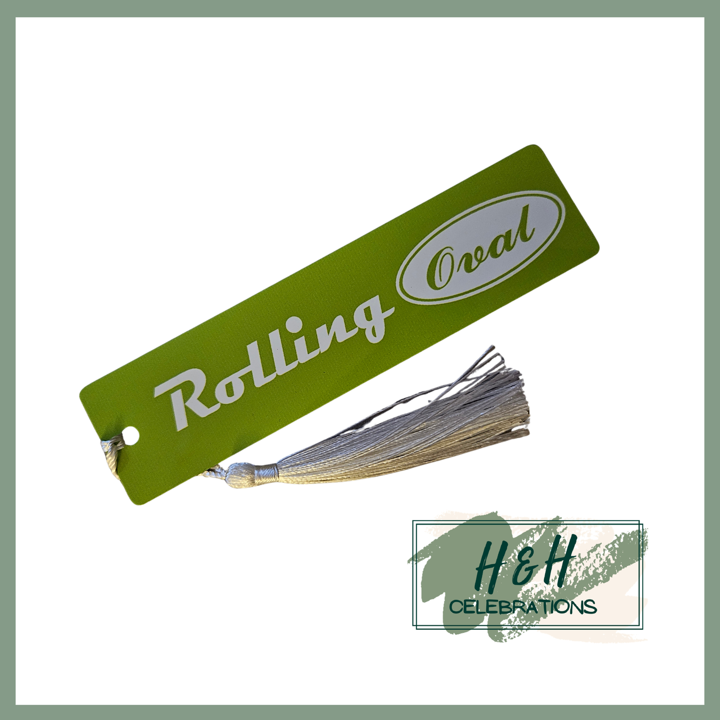 Rolling Oval Aluminium Bookmark - Green