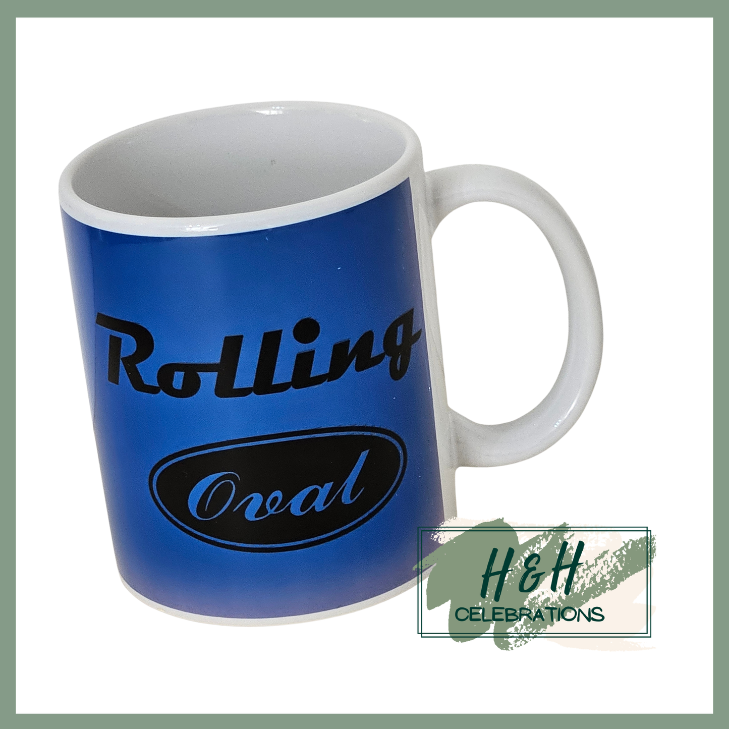 Rolling Oval Ceramic Mug - Dark Blue