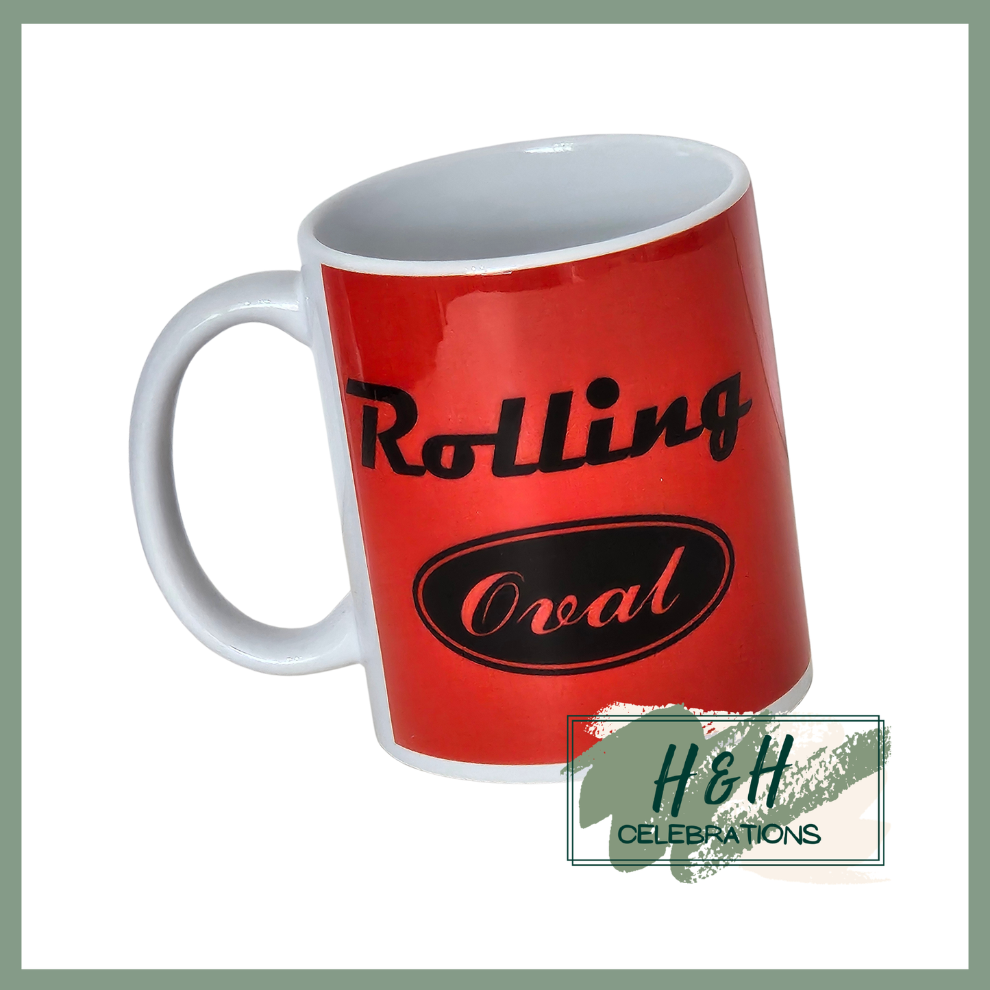 Rolling Oval Ceramic Mug - Red