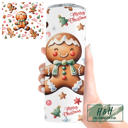Merry Christmas Gingerbread Man 20oz Skinny Tumbler