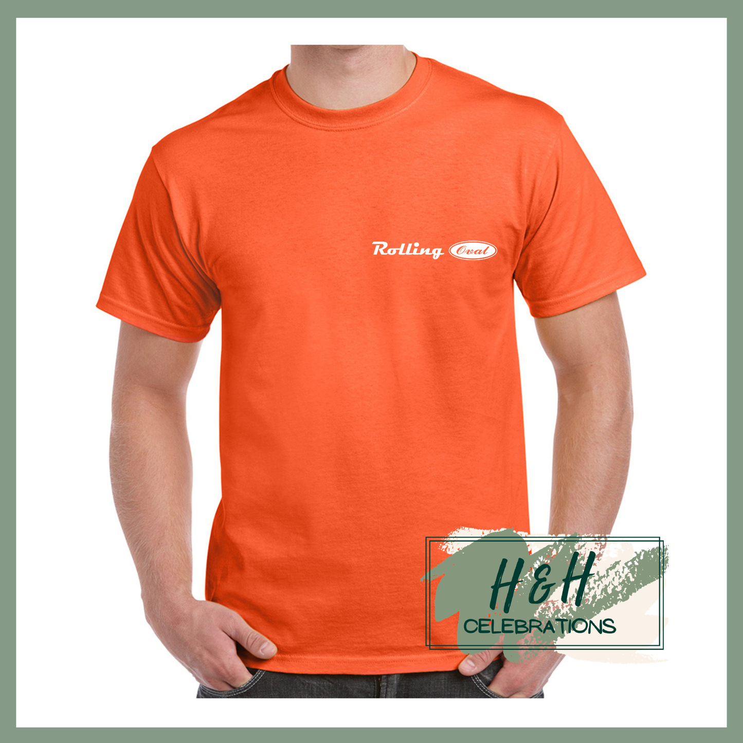 Rolling Oval T-Shirt For Adults - Orange