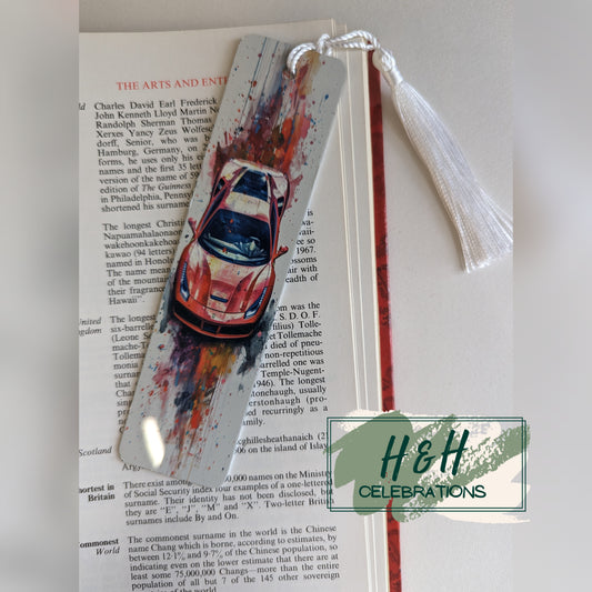 Orange Red Sports Car Bookmark