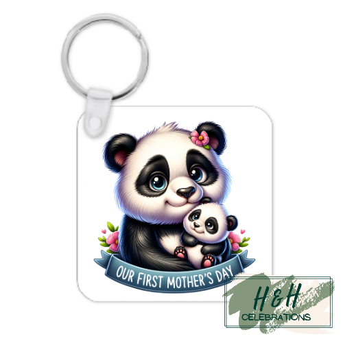 Our First Mother's Day Panda MDF Keyring