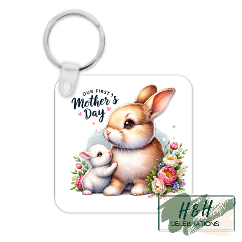 Our First Mother's Day Rabbits MDF Keyring