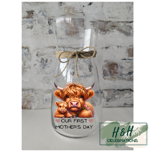 Our First Mother's Day Highland Cow Vase