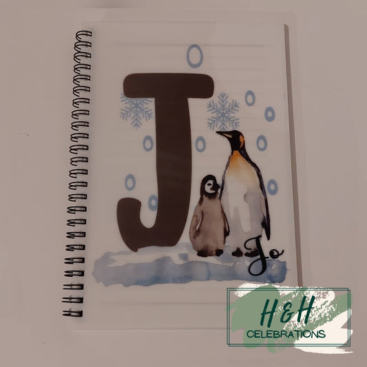 Penguin Initial Personalised A5 Lined Notepad