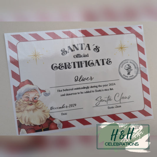 Personalised A5 Santa's Official Certificate