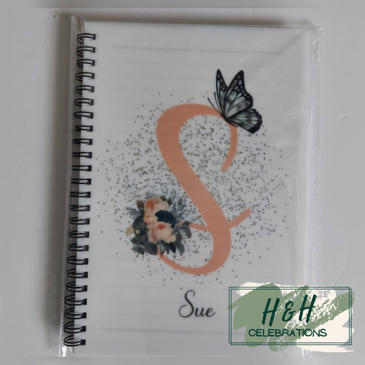 Blush Floral Initial Personalised A5 Lined Notepad