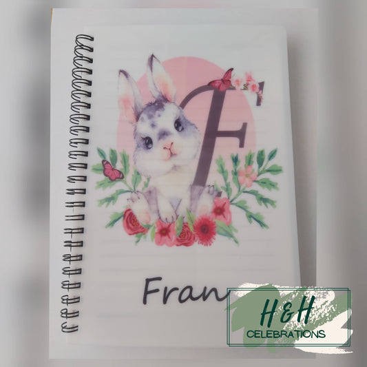 Bunny Initial Personalised A5 Lined Notepad