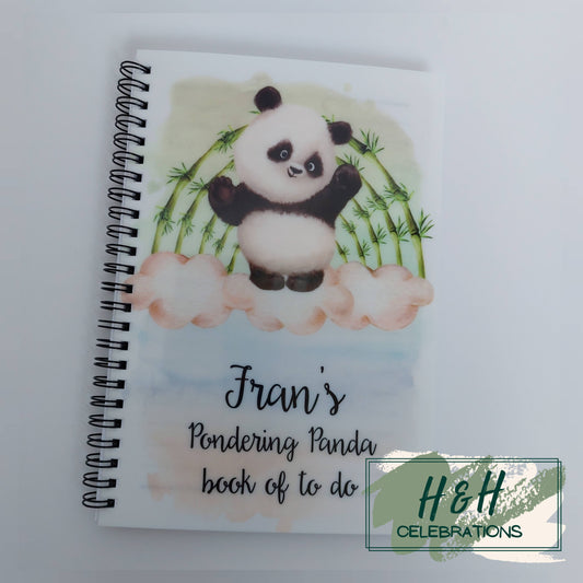Green Bamboo Panda Personalised A5 Lined Notepad
