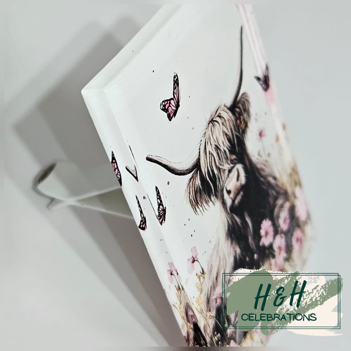 Pink Floral Highland Cow Car Vent Air Freshener