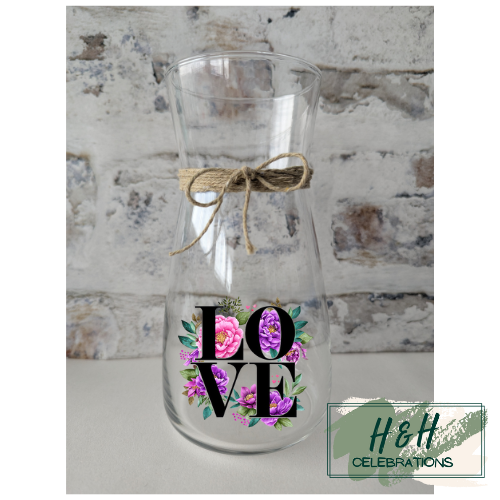Purple & Pink Floral Love Vase