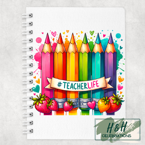 Rainbow Crayon Teacher Life A5 Lined Notepad