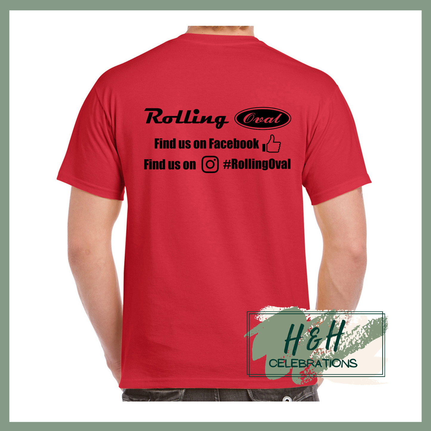 Rolling Oval T-Shirt For Adults - Red