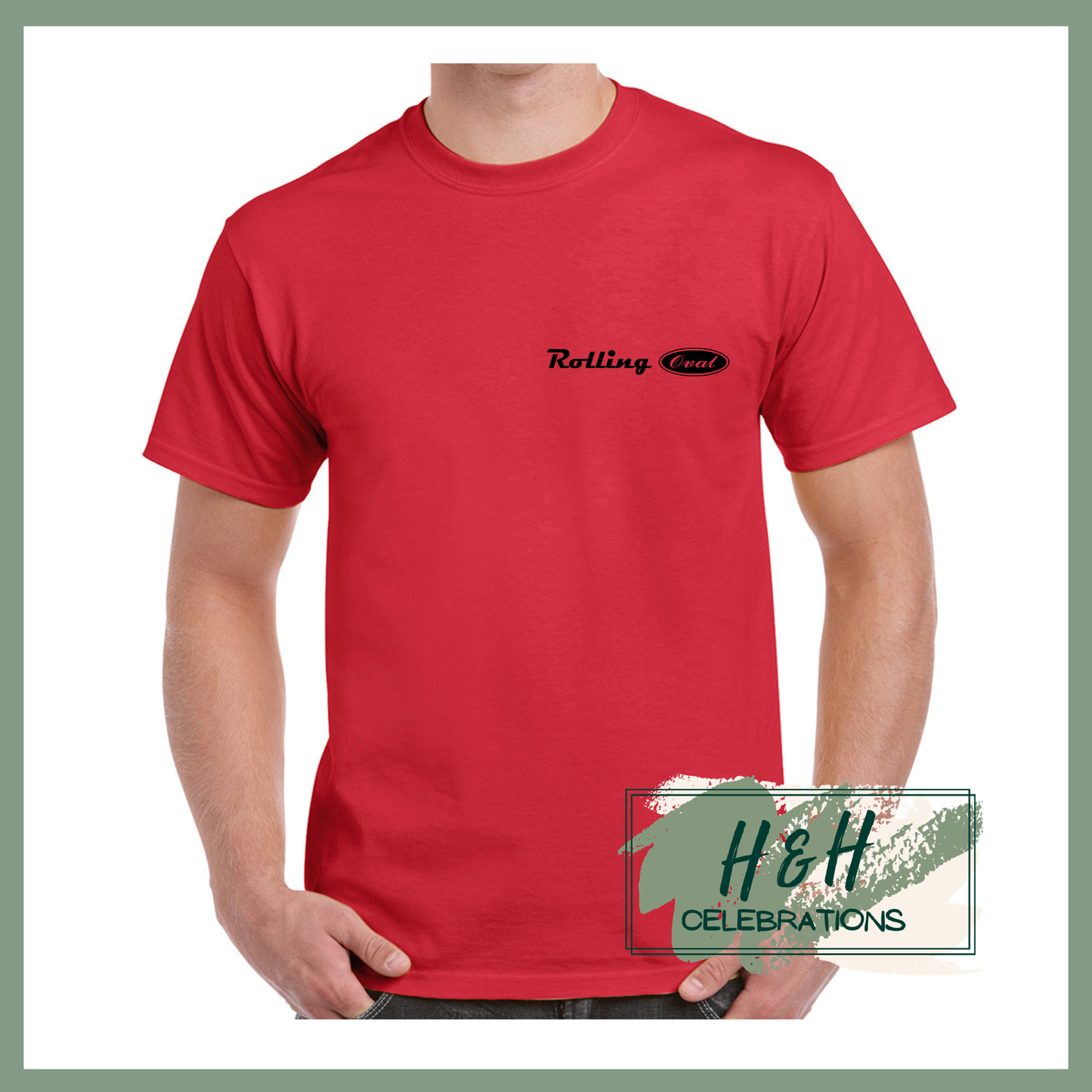 Rolling Oval T-Shirt For Adults - Red