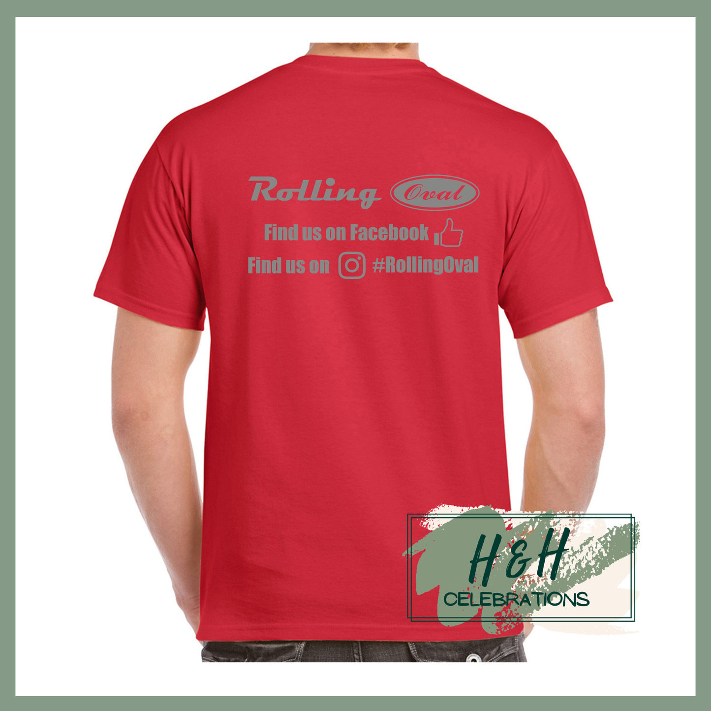 Rolling Oval T-Shirt For Adults - Red