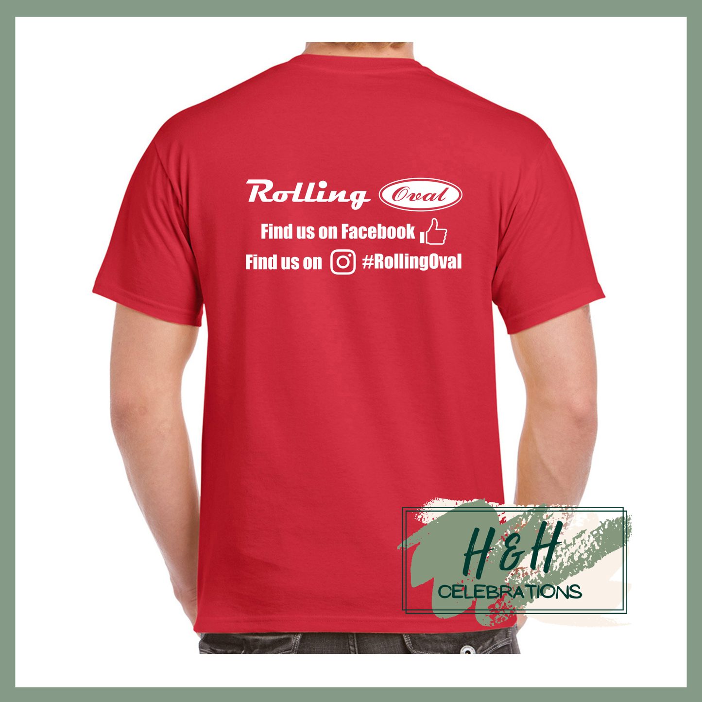 Rolling Oval T-Shirt For Adults - Red