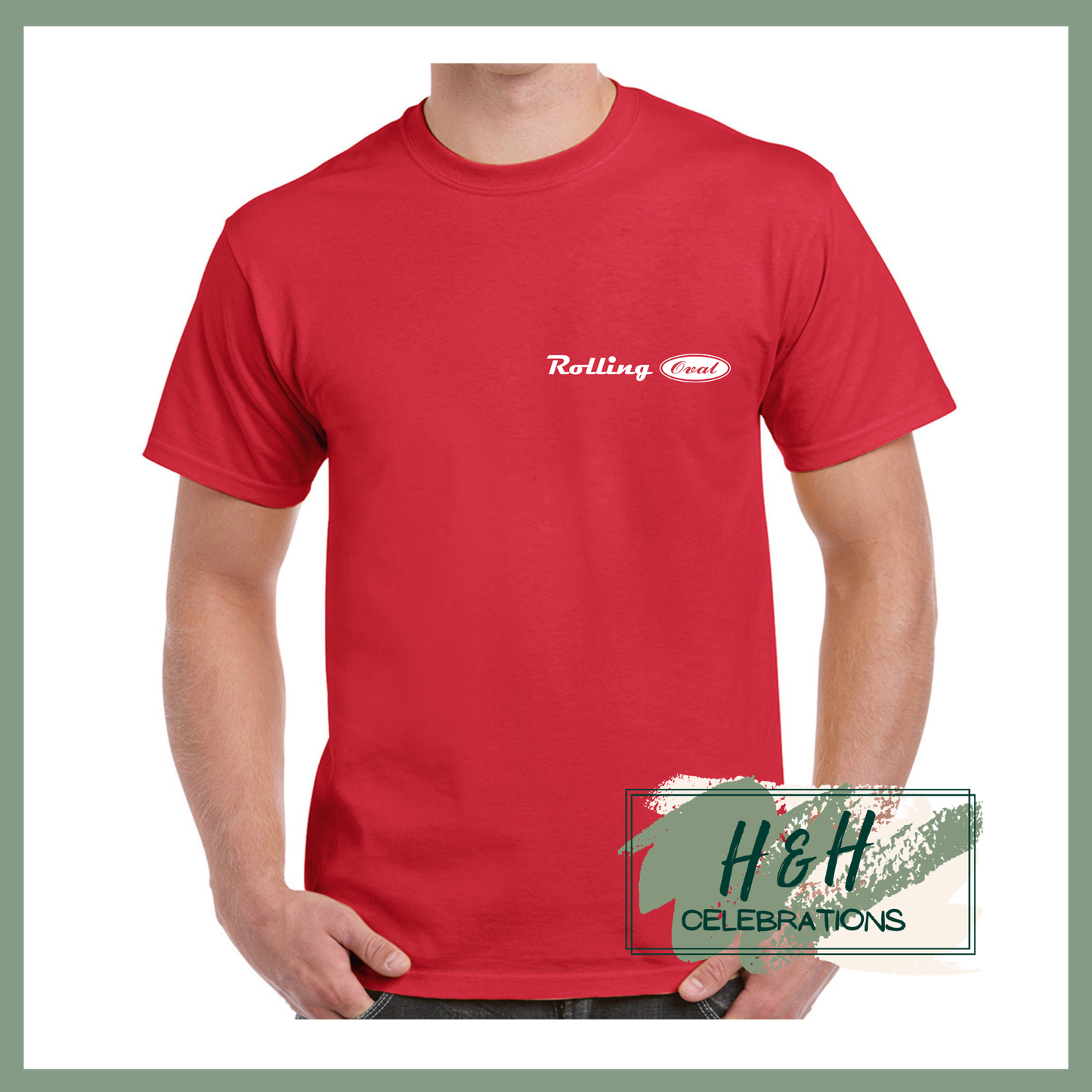 Rolling Oval T-Shirt For Adults - Red