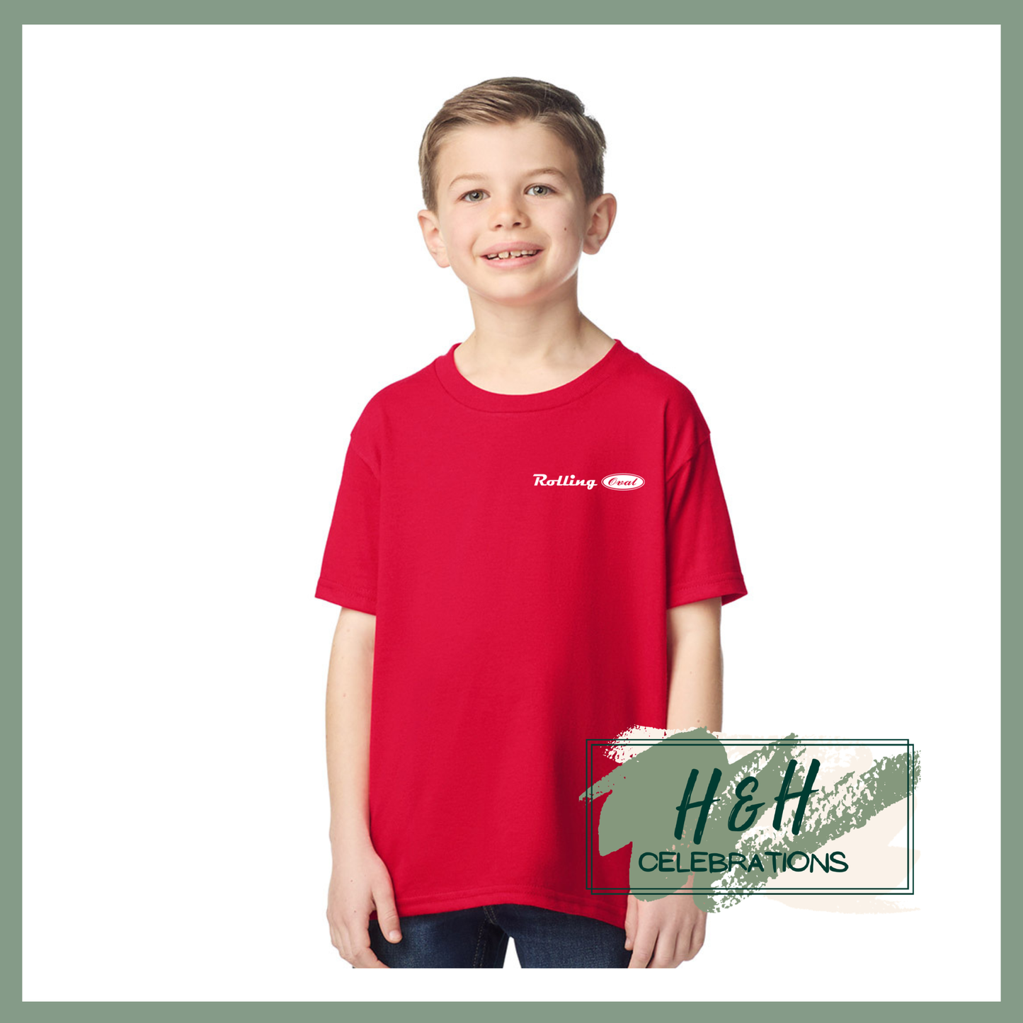Rolling Oval T-Shirt For Kids - Red