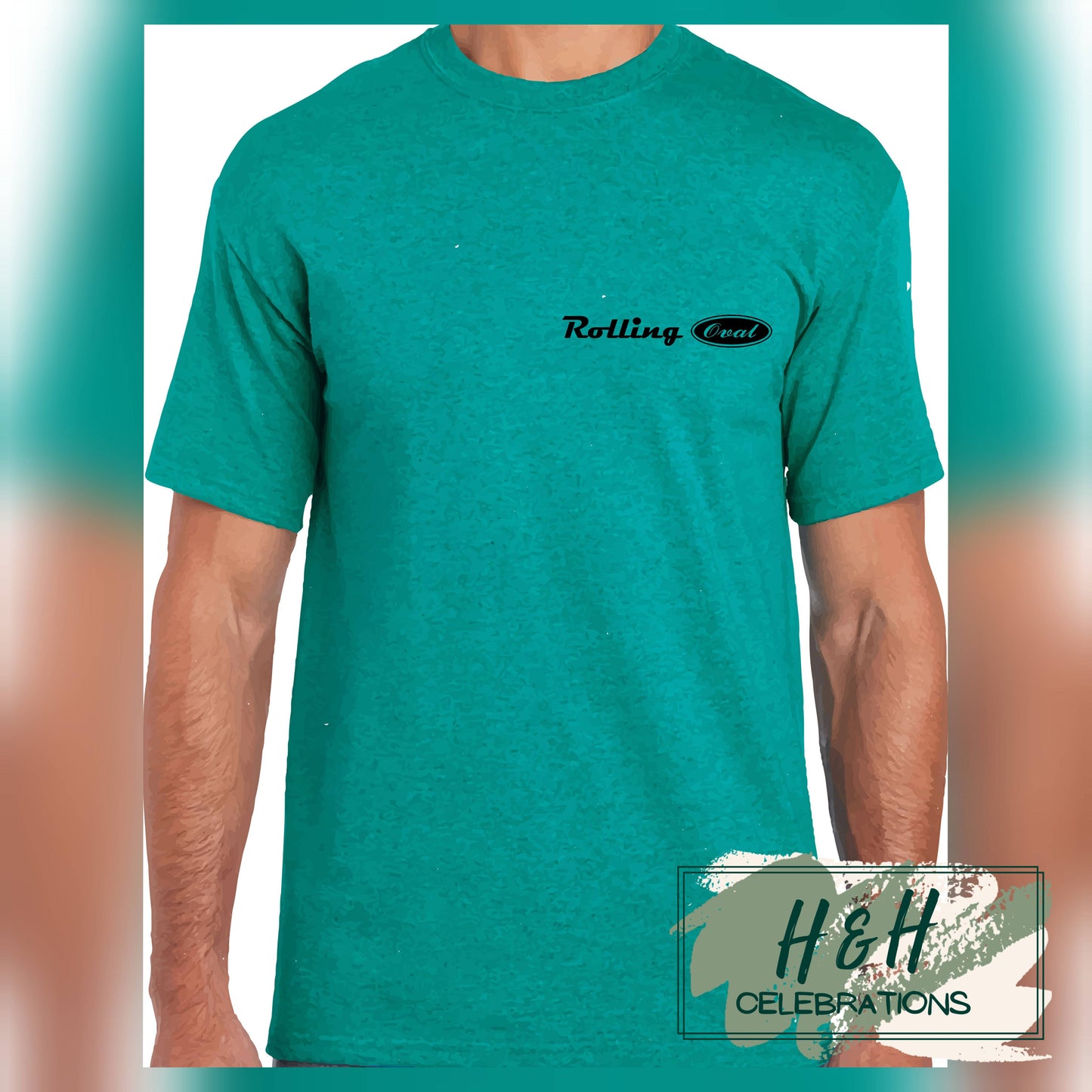 Rolling Oval T-Shirt For Adults - Antique Jade Dome