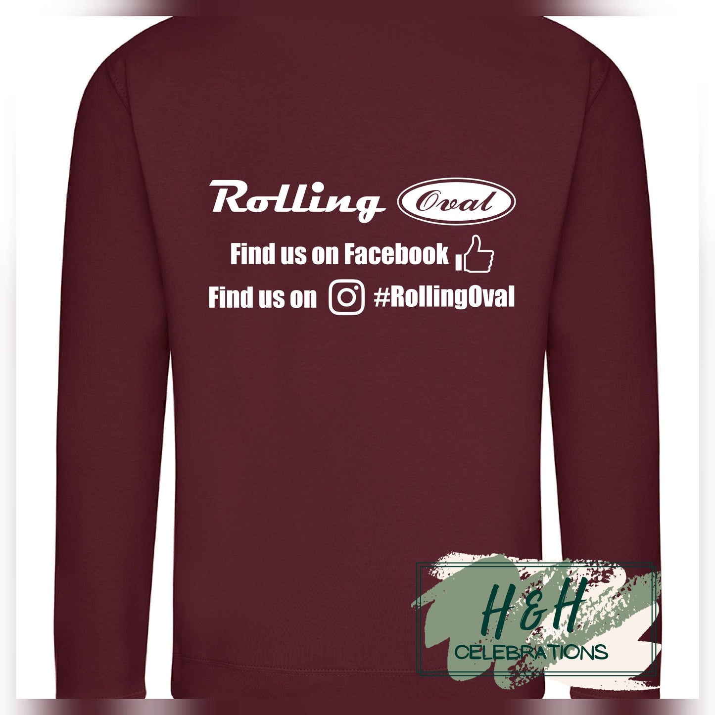 Rolling Oval Sweatshirt For Adults - Burgundy