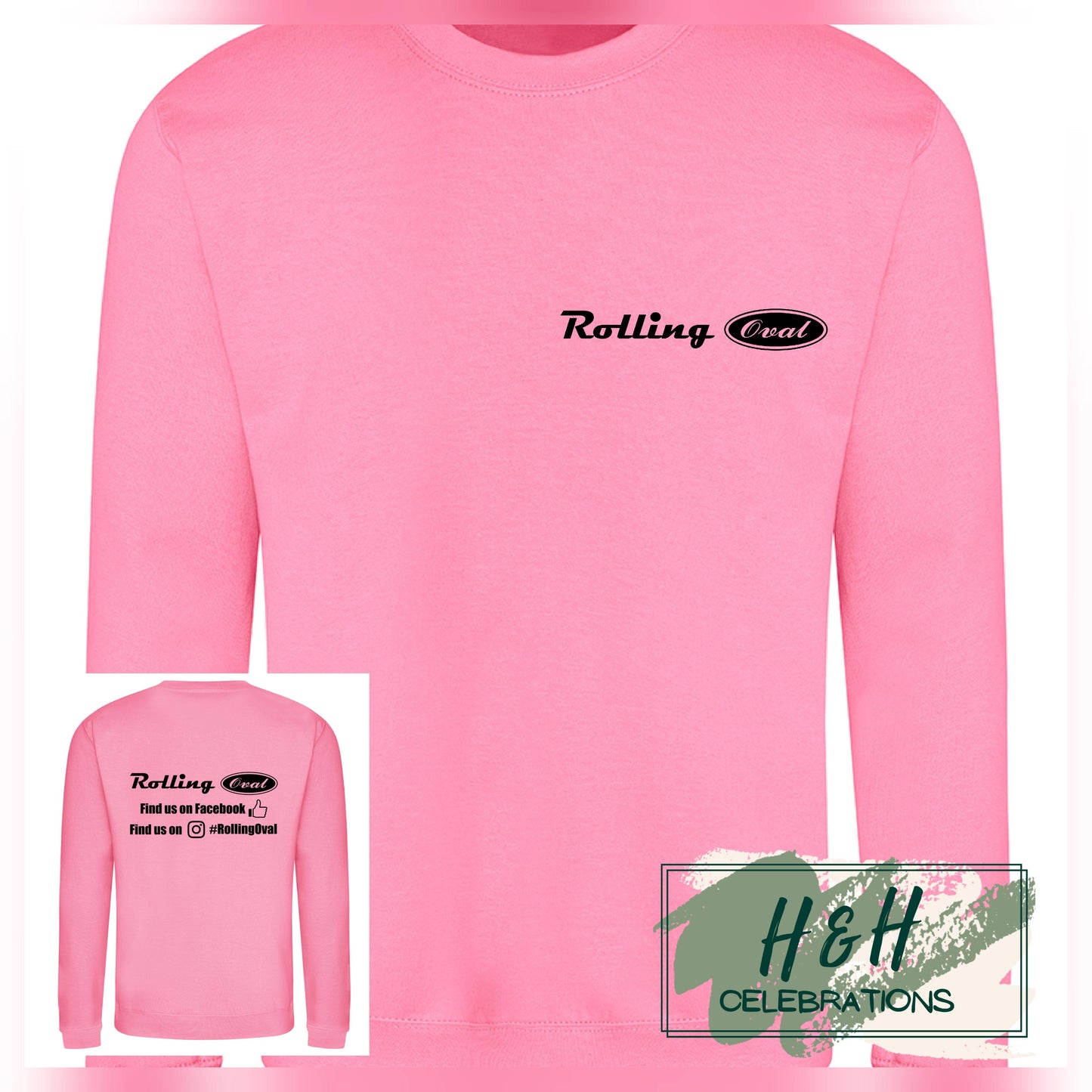 Rolling Oval Sweatshirt For Adults - Candyfloss Pink