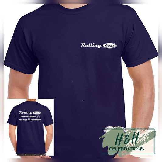Rolling Oval T-Shirt For Adults - Cobalt
