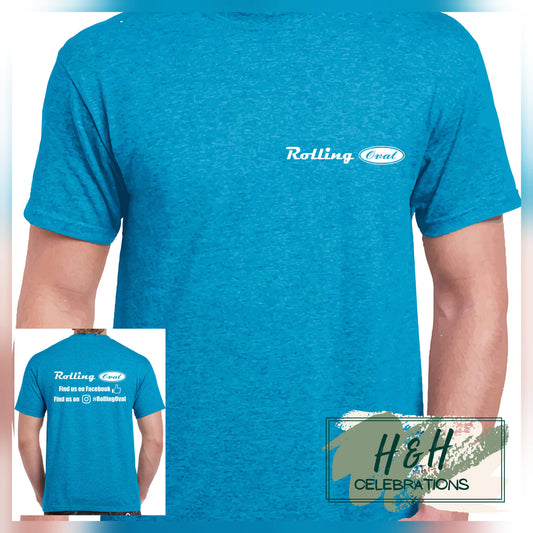 Rolling Oval T-Shirt For Adults - Heather Sapphire