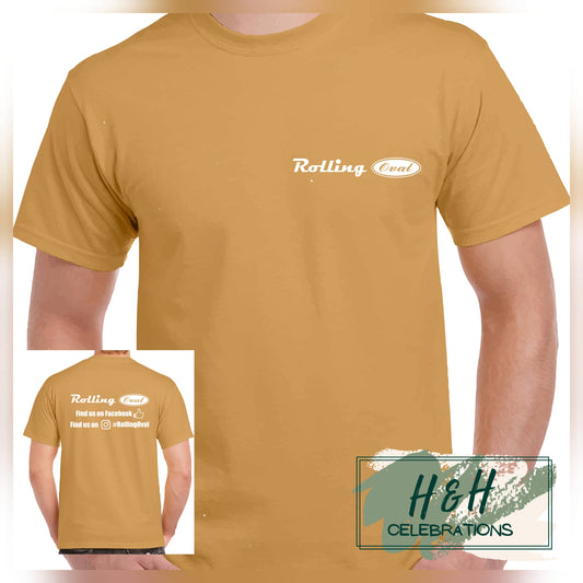 Rolling Oval T-Shirt For Adults - Old Gold