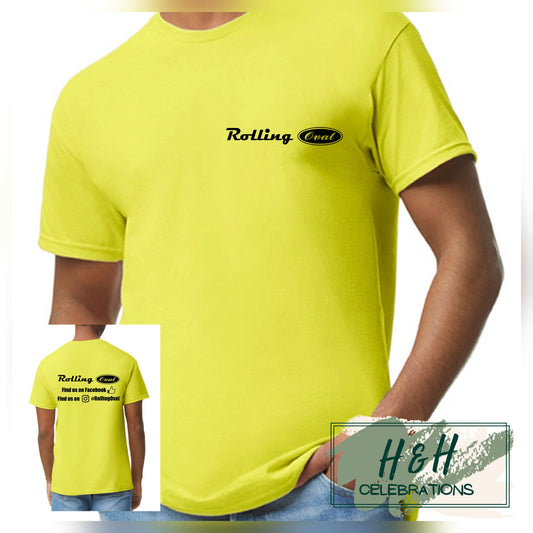 Rolling Oval T-Shirt For Adults - Safety Green
