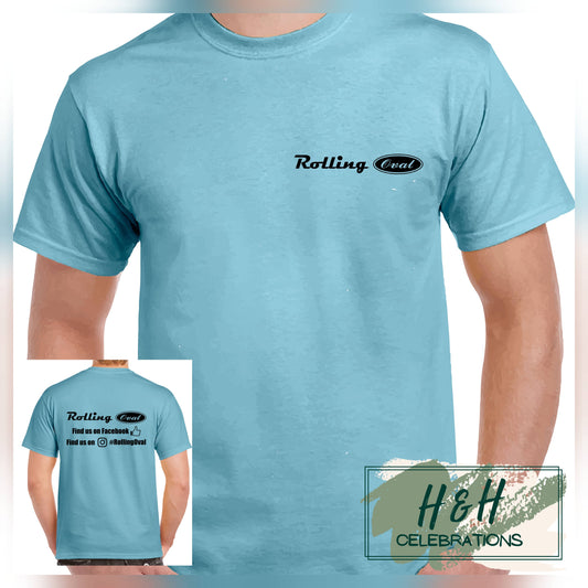 Rolling Oval T-Shirt For Adults - Sky Blue