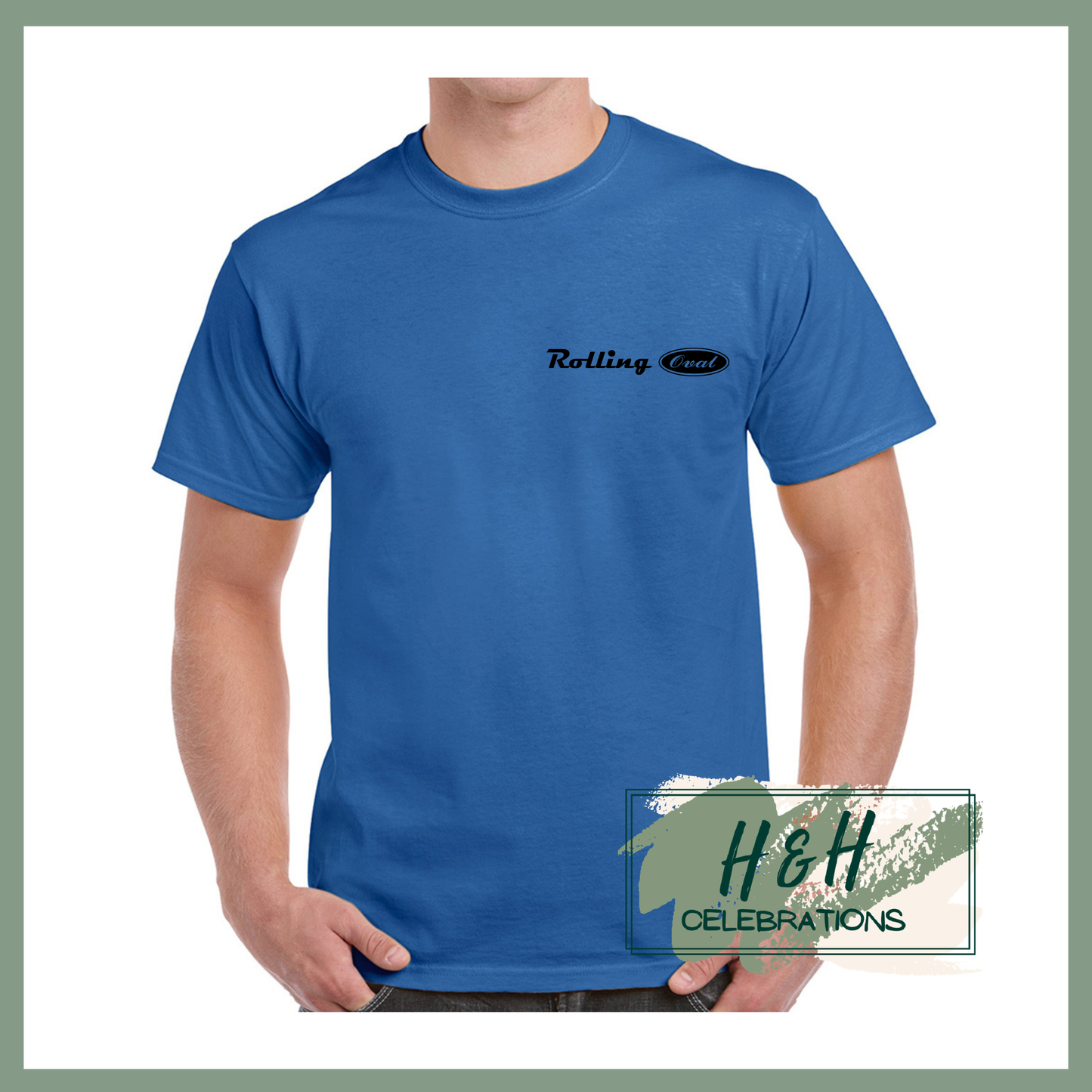 Rolling Oval T-Shirt For Adults - Royal Blue
